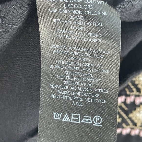 Pilcro Blouse Womens Medium Black Embroidered Peasant Boho Top Long Sleeve MP - Picture 6 of 11